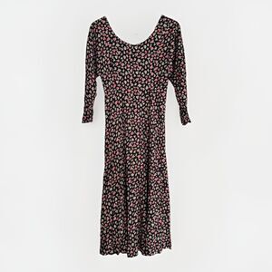 Vintage Spoiled Girls 80’s 90’s Long Black Floral Dress Size 3/4